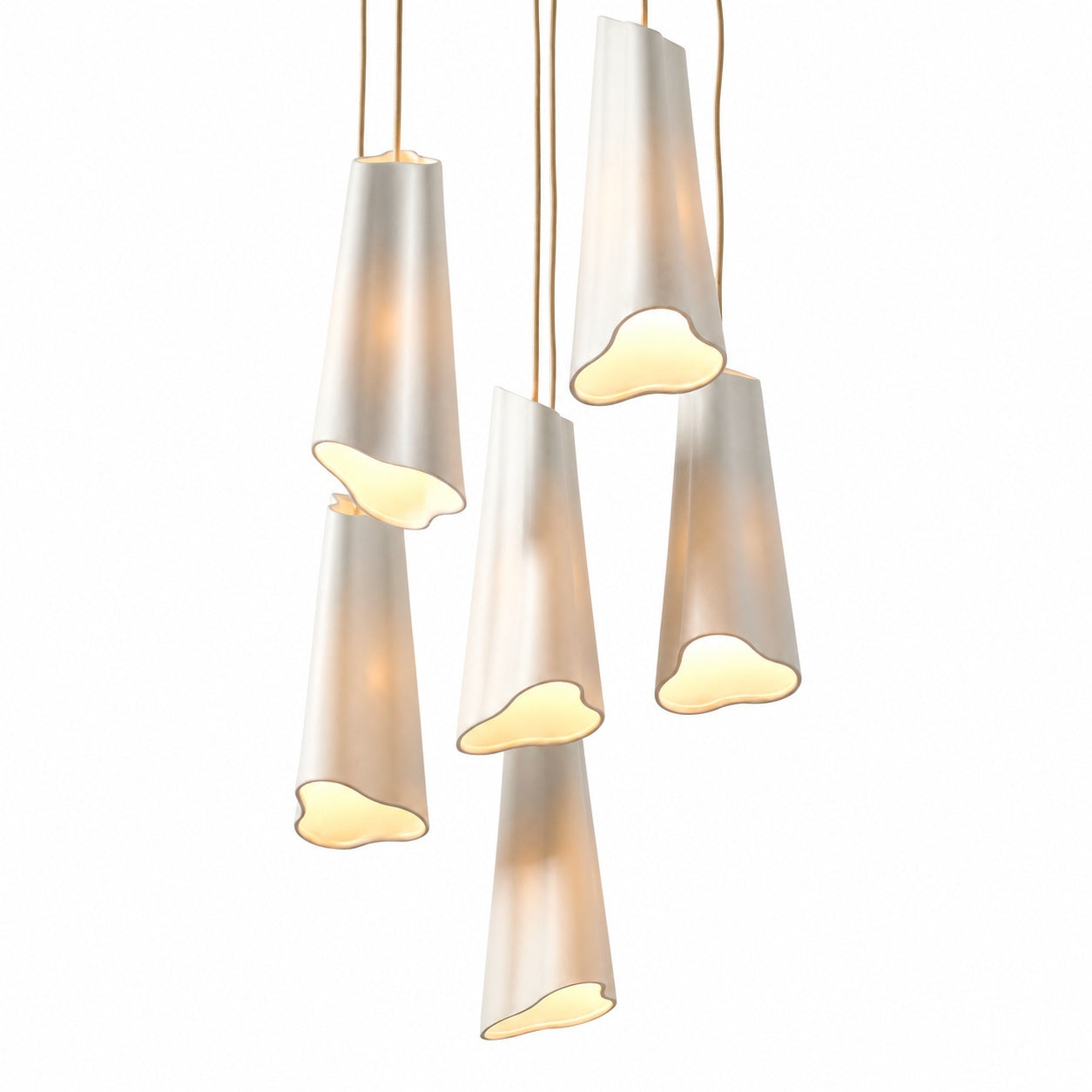 Orovia Ceramic Shade Chandelier – Iron Pendant Adjustable Height Design