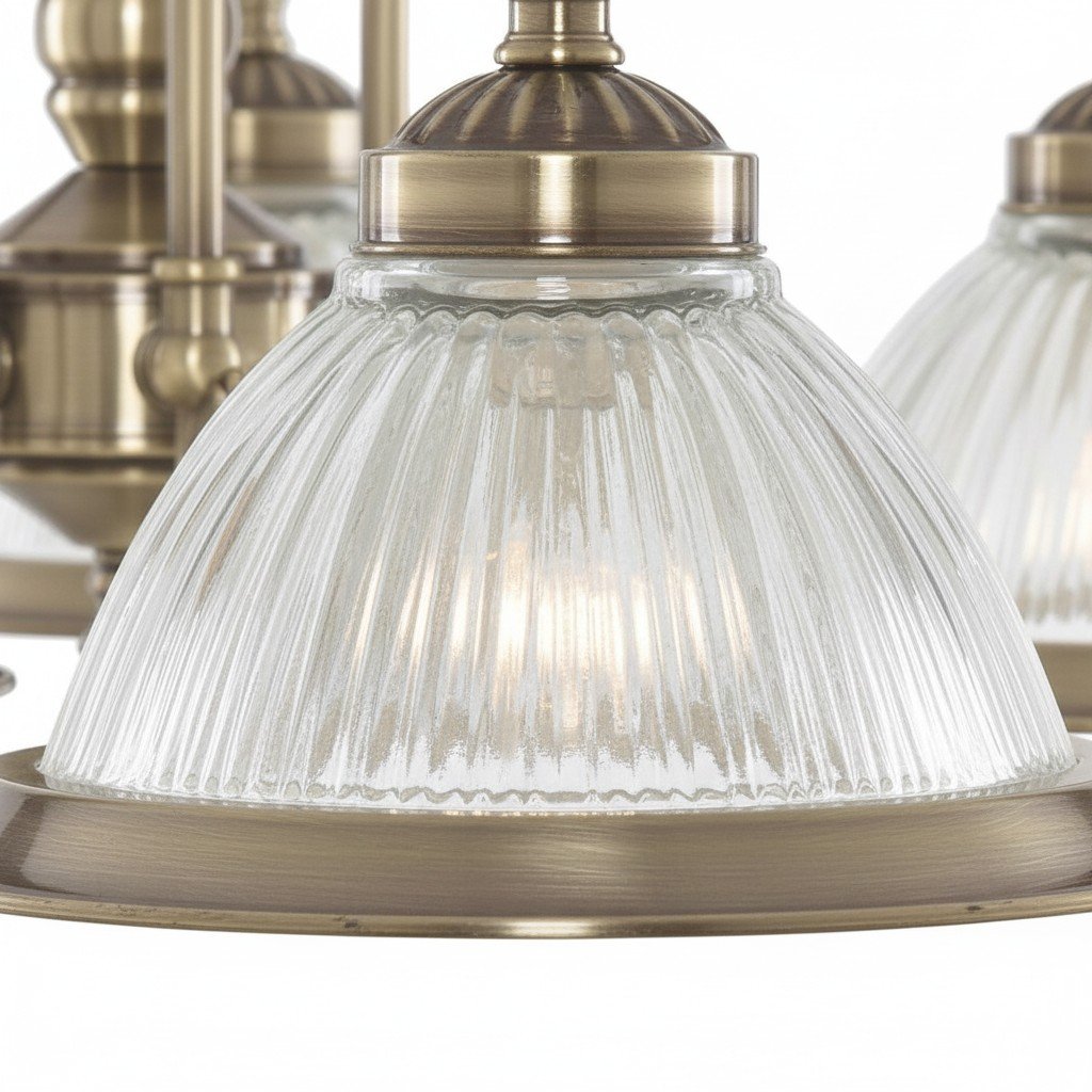 TF Vintora Ribbed Glass Pendant Light – Elegant Metal Trim for Kitchens, Dining Areas and Hallways