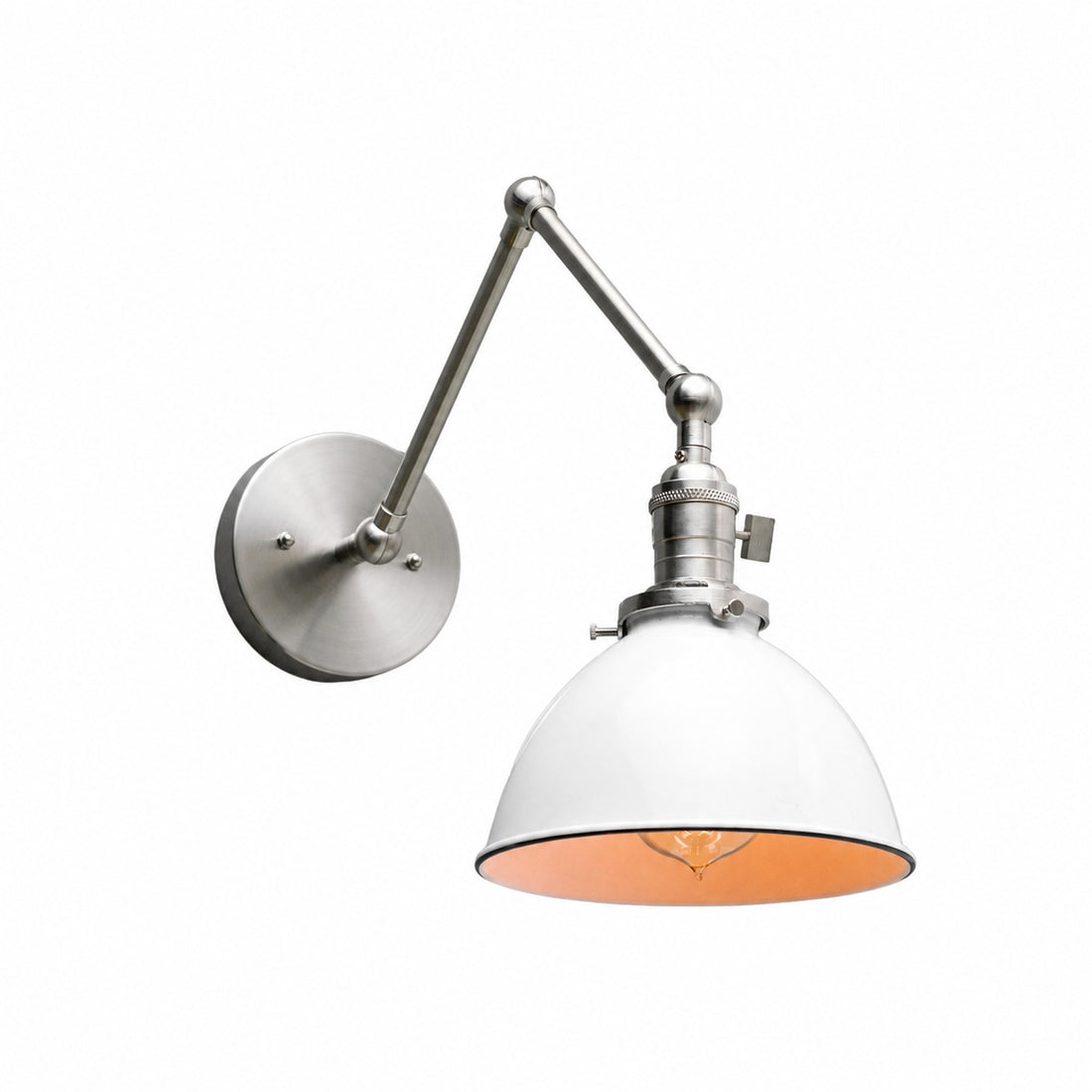 Conique Metal Vintage Industrial Swing Arm Wall Lamp - Adjustable Dome Shade for Study