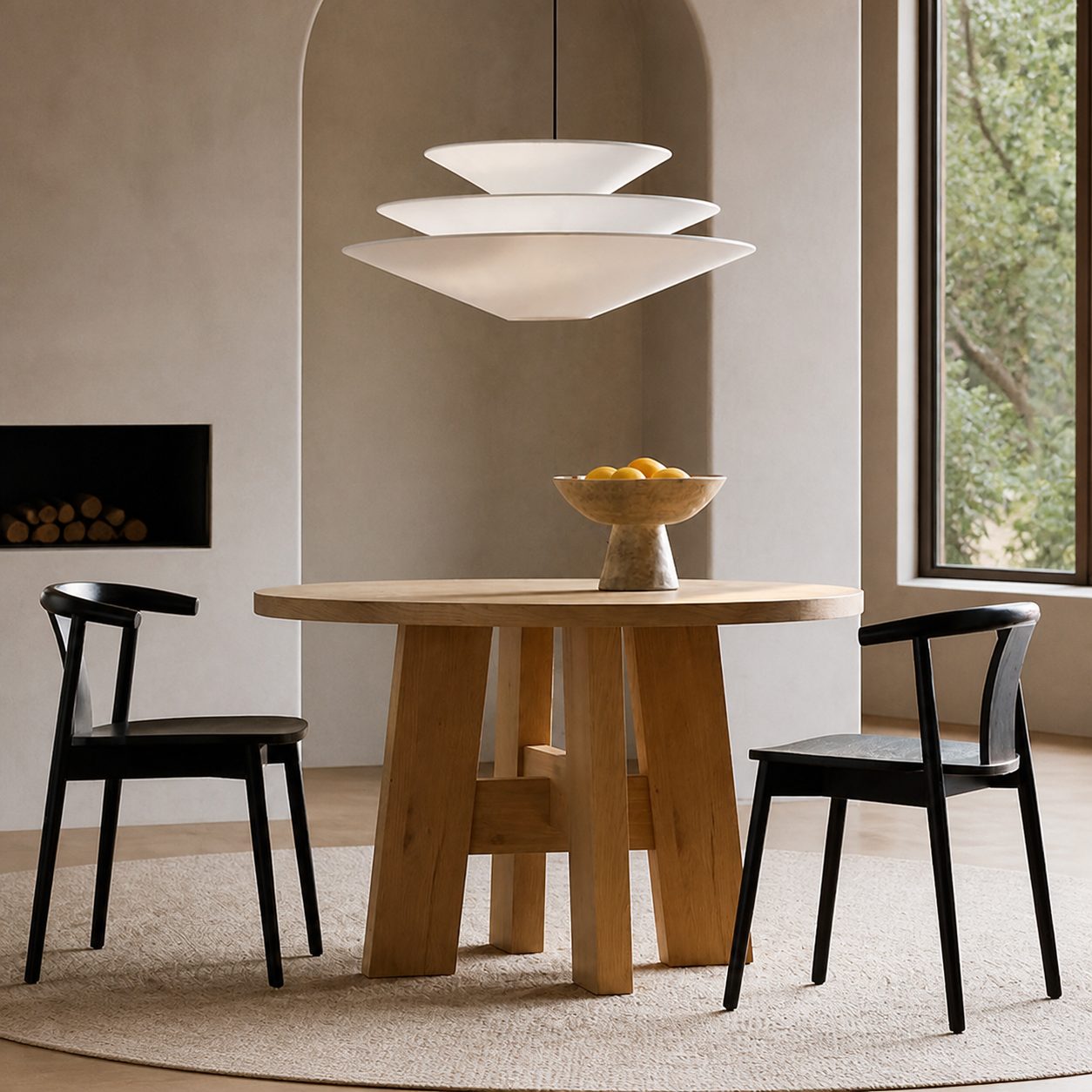 Solivara Pendant – Linen Pendant Light – Layered Shade