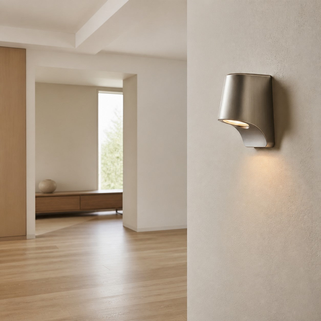 Rivathis Minimalist Metal Pewter Wall Lantern — Stylish Porch Fixture Ideal for Entry or Garden