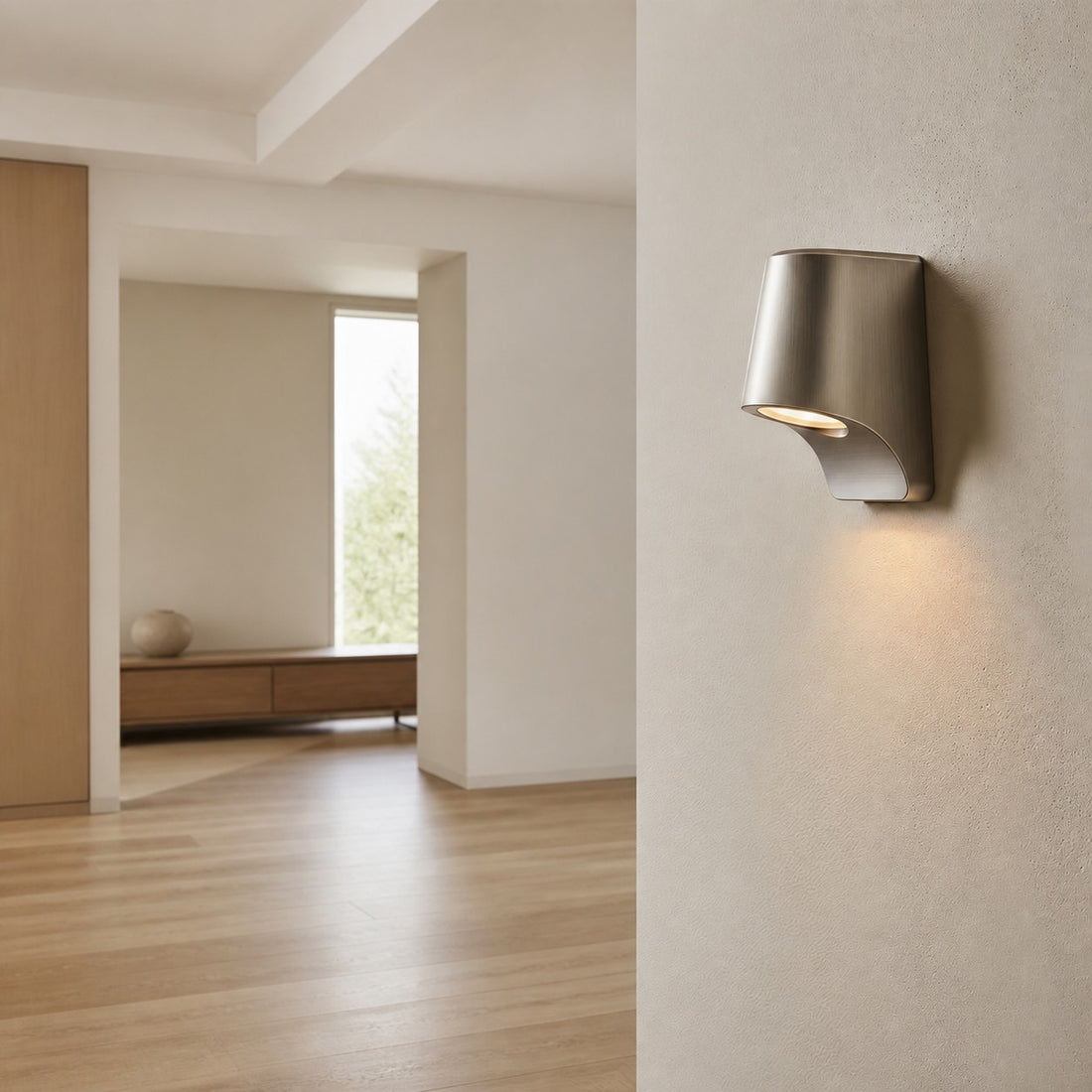 Rivathis Minimalist Metal Pewter Wall Lantern — Stylish Porch Fixture Ideal for Entry or Garden