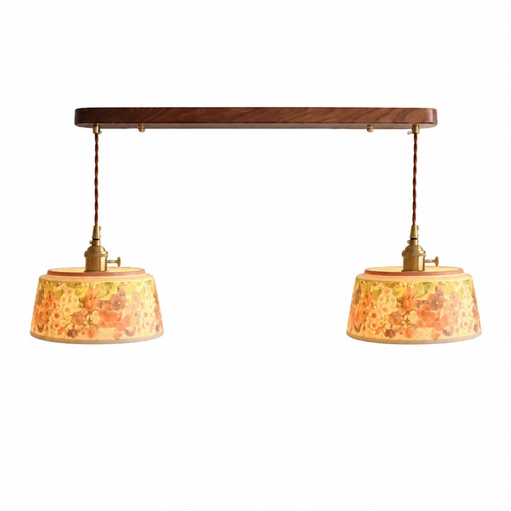 Two-light floral ceramic bar pendant