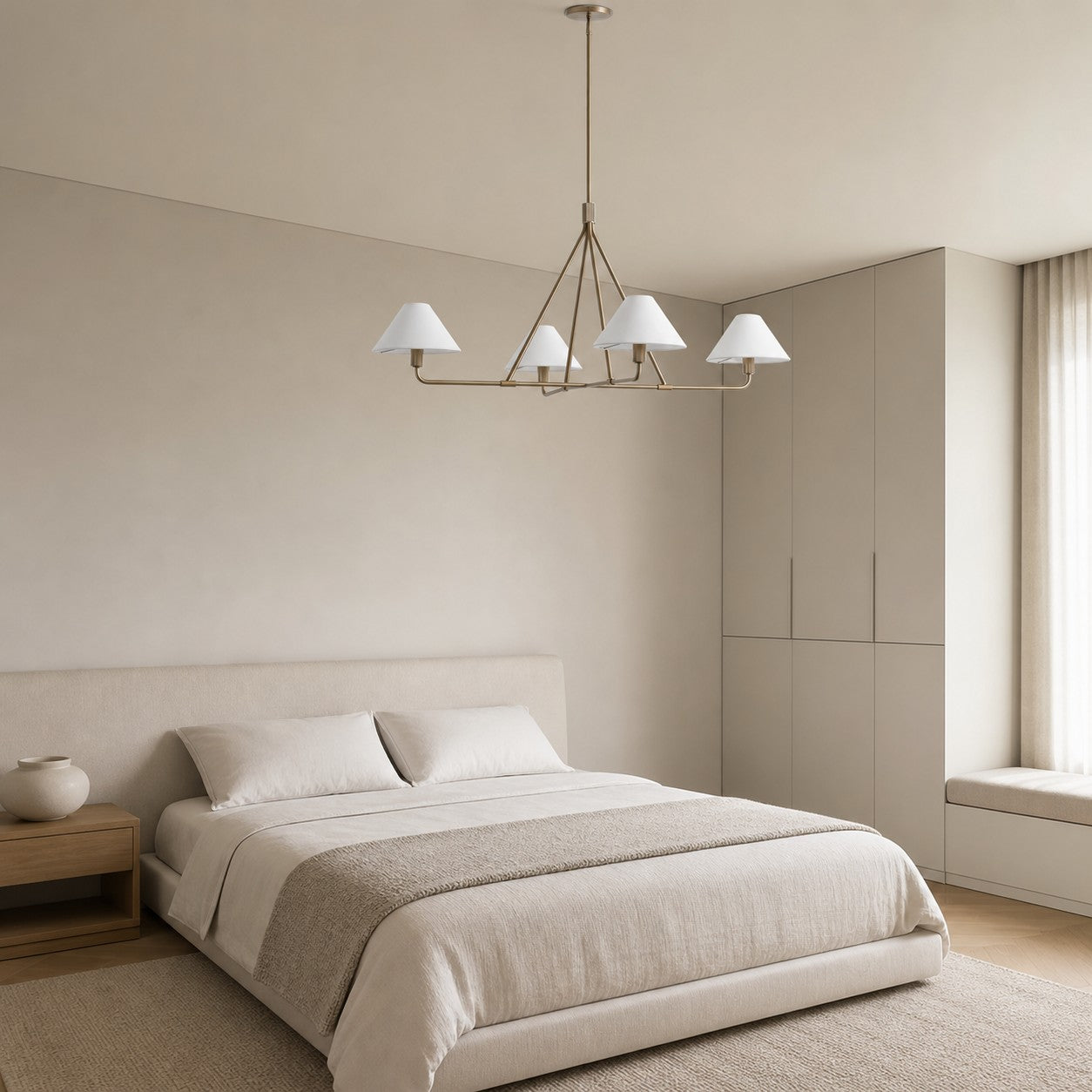 Diora Pendant Light -  Modern Metal Fixture with Linen Shades