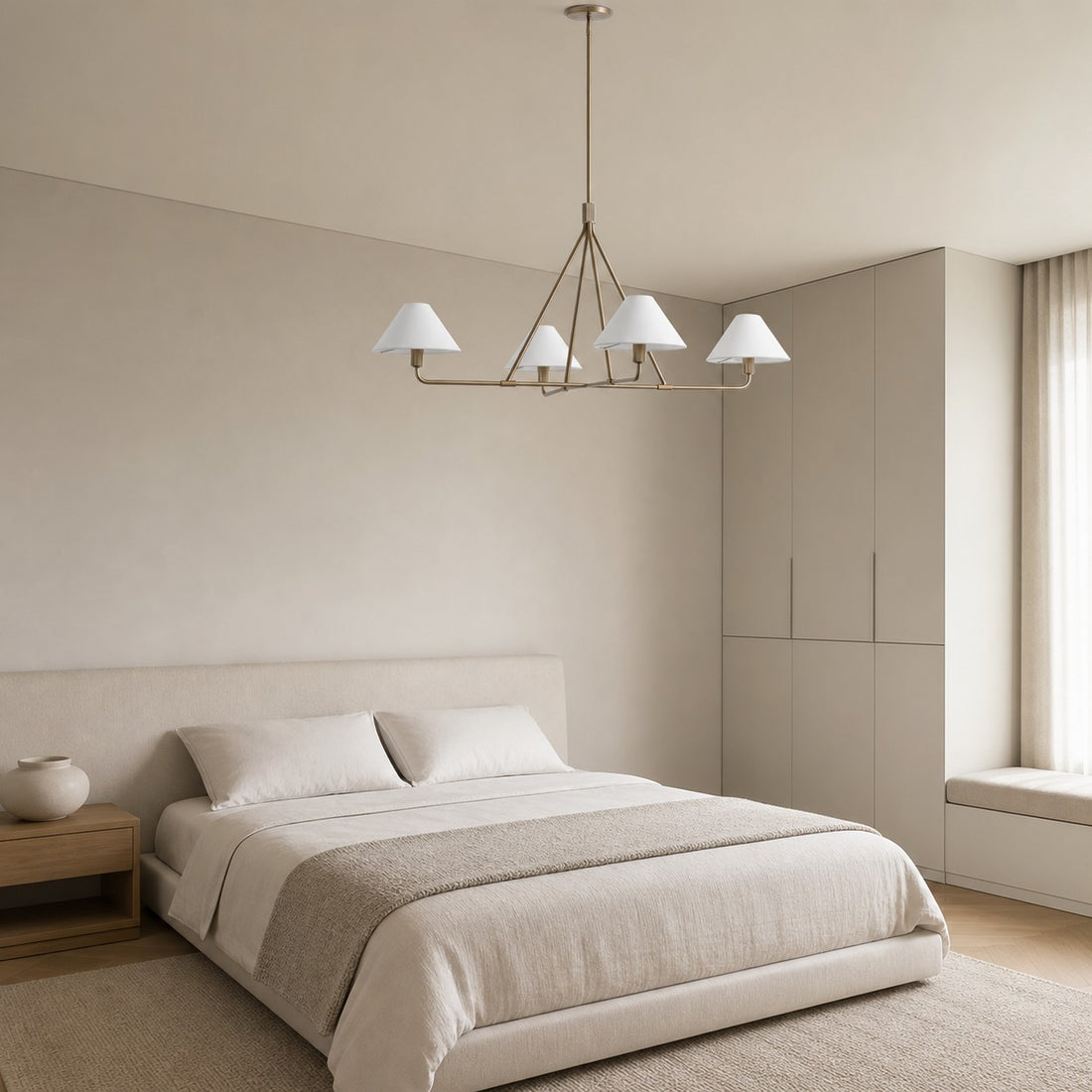 Diora Pendant Light -  Modern Metal Fixture with Linen Shades