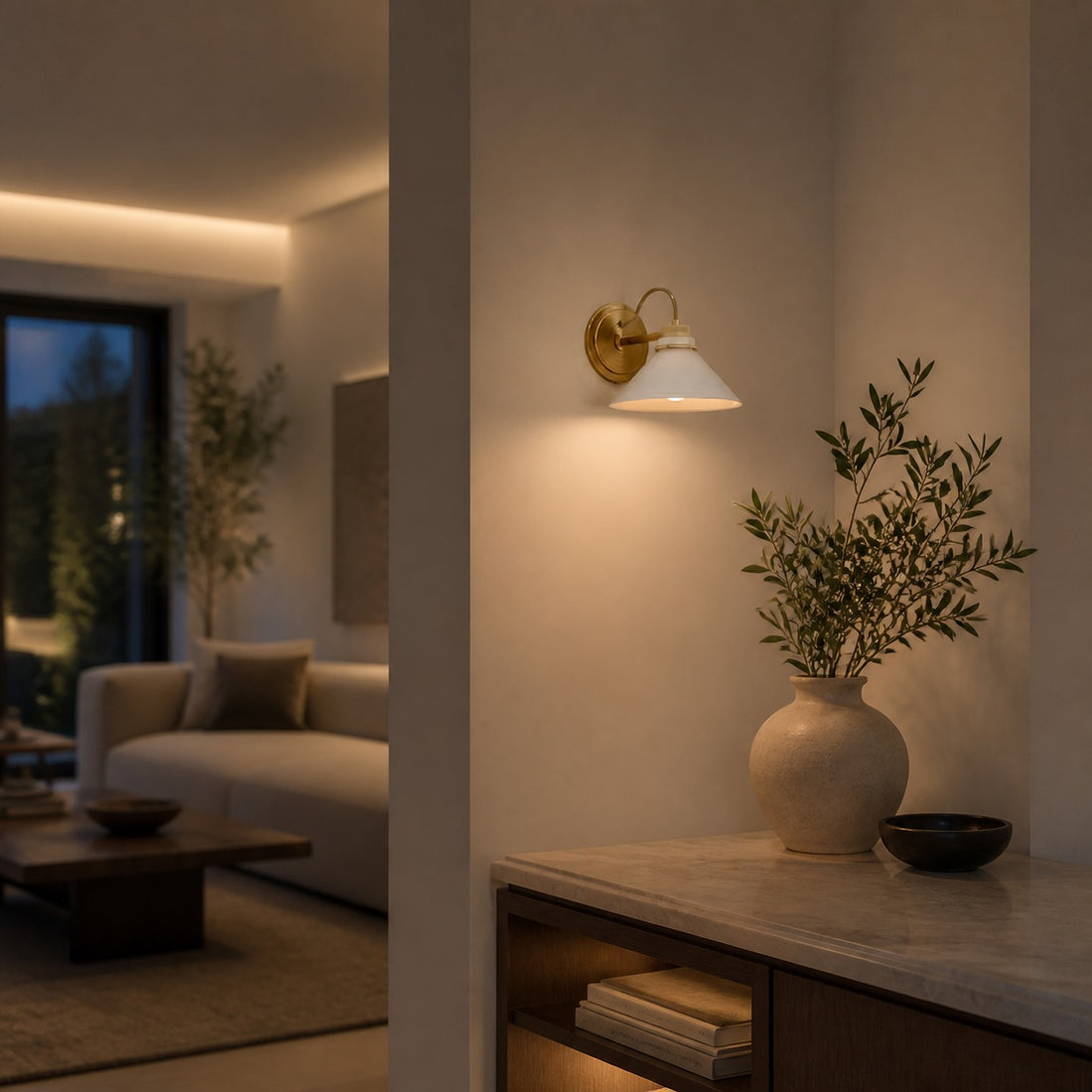 Aurenza Sconce – Farmhouse Wall Light with Metal Accents for Cozy Spaces