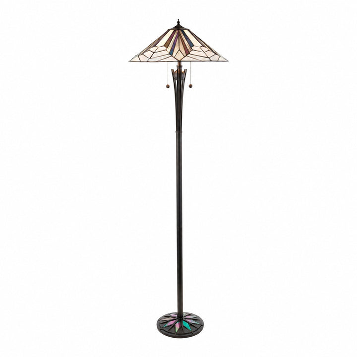 TF Astoria Art Deco Stained Glass Floor Lamp – Geometric Design Standing Light for Living Room