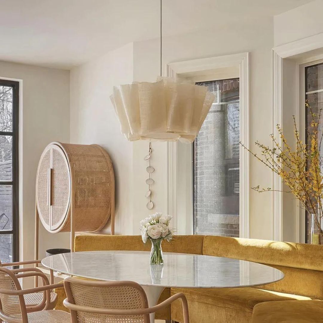 Nordic Linen Pleated  Fabric Pendant Light Lampshade