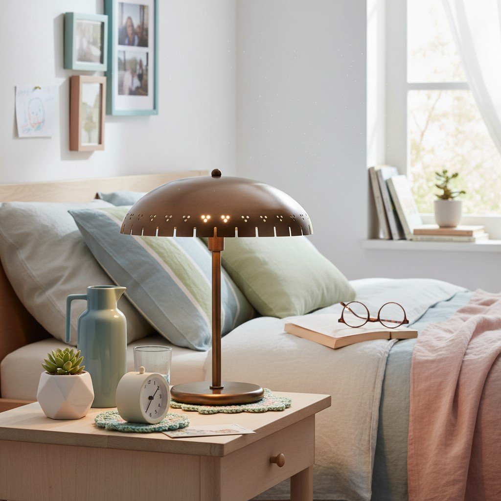 Lustrona Perforated Shade Brass Desk Lamp – Modern Vintage Accent Light