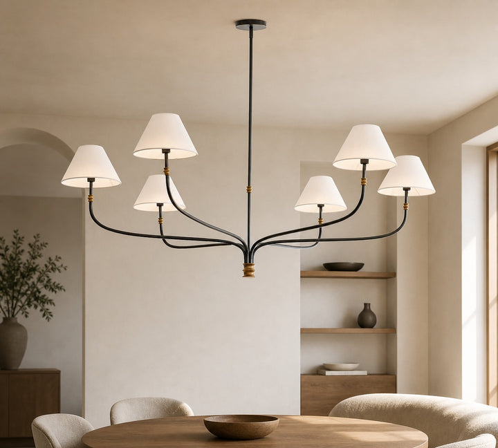 Calin Classic Round Chandelier - Bronze Iron Light for Dining