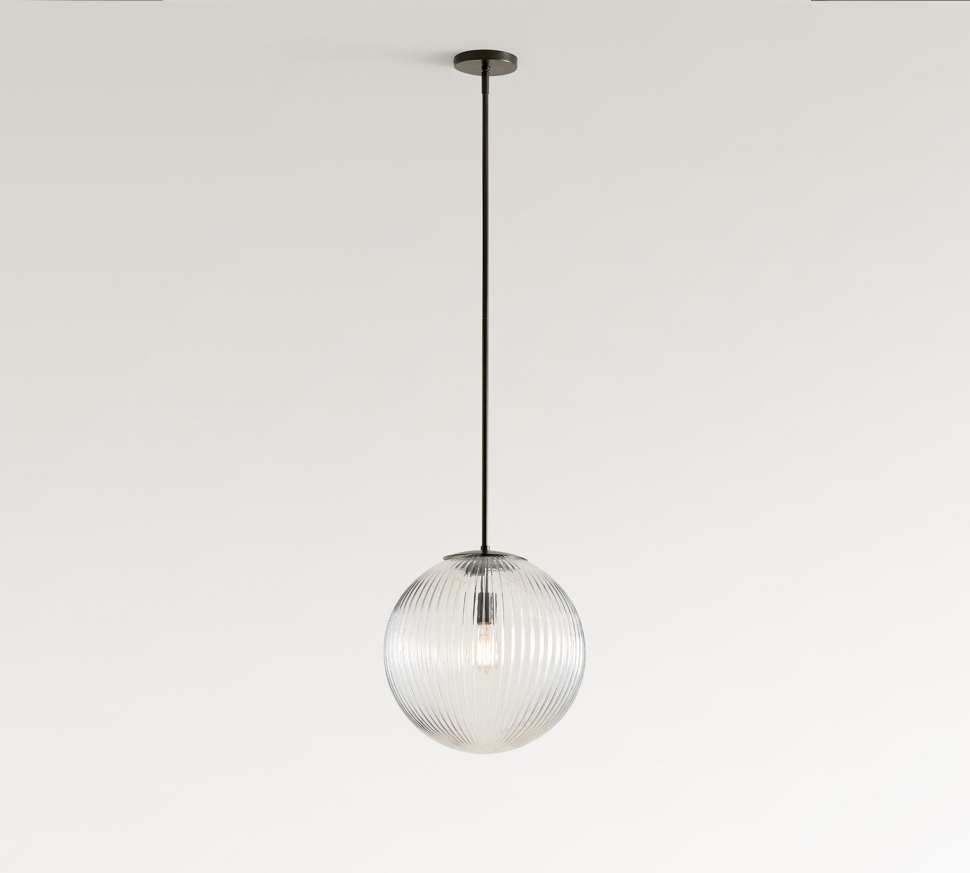 Bravira Ribbed Glass Pendant Light - Elegant Kitchen Island Lamp
