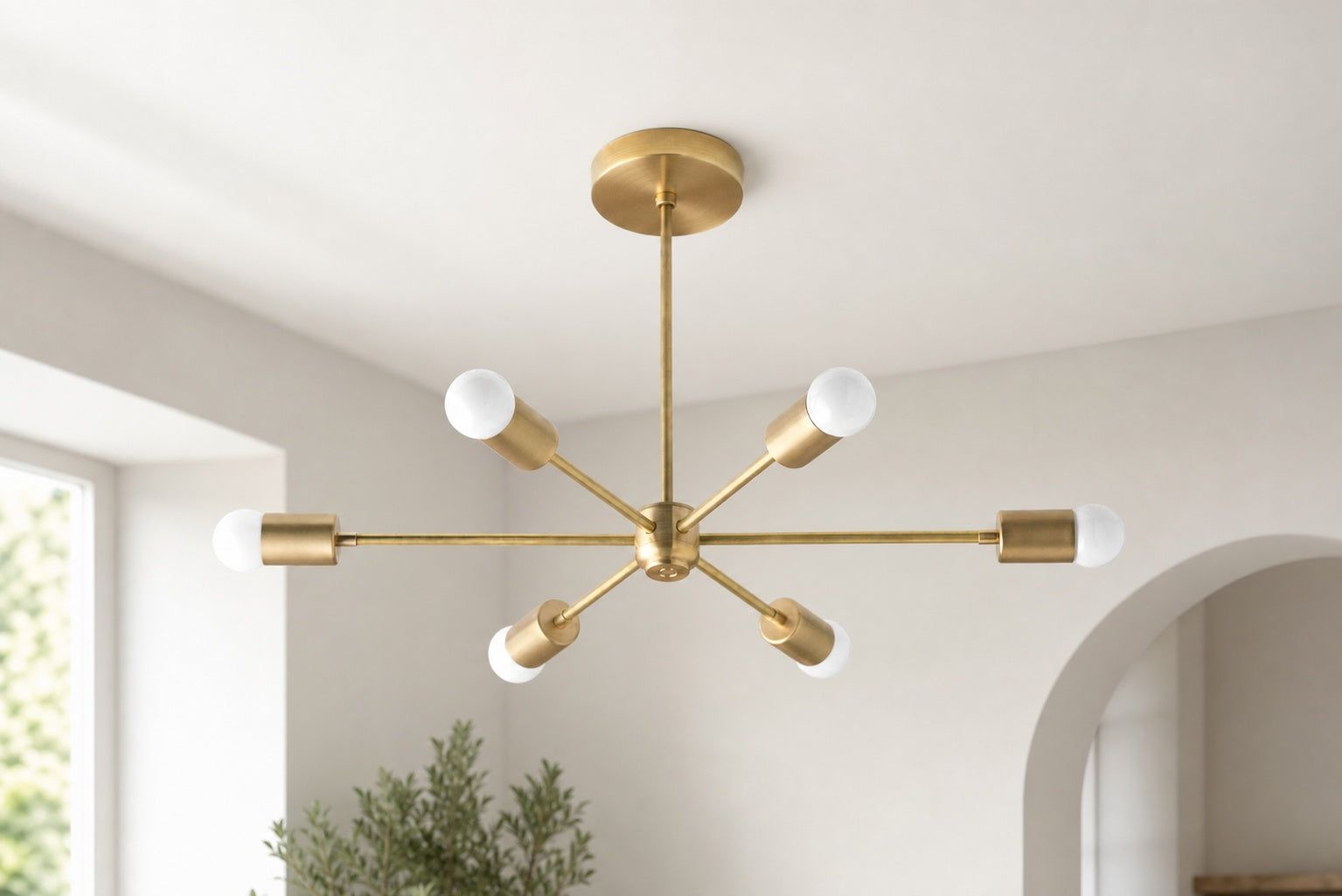 Mobilux Line Mid Century Modern Chandelier - 6 Heads Hanging Ceiling Light