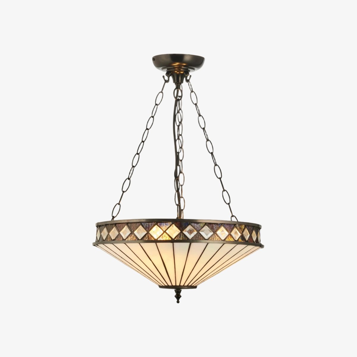 TF Fargo Adjustable Pendant with Stained-Glass Inspired Inverted Shade for Island and Dining