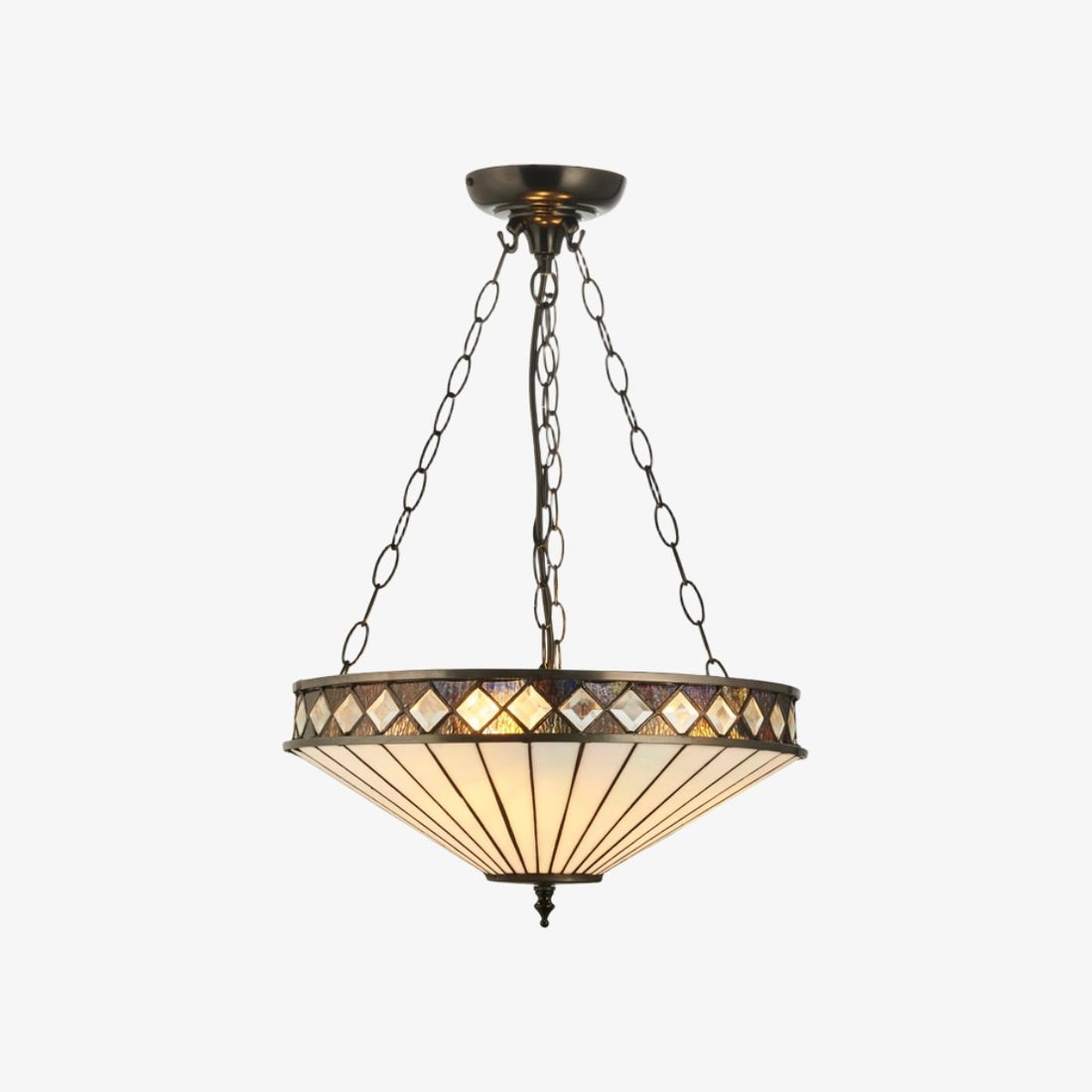 TF Fargo Adjustable Pendant with Stained-Glass Inspired Inverted Shade for Island and Dining