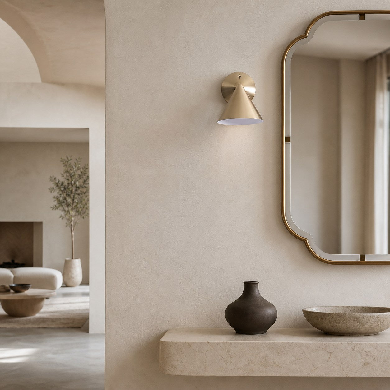 Brivana Sconce Wall Light - Brass Modern Lighting for Bedroom & Hallway