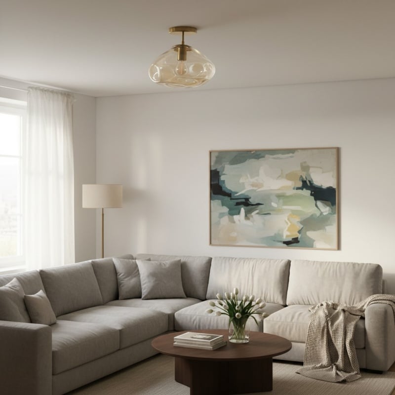 Glissora Reflective Glass Semi-Flush Ceiling Lamp – Sculptural Design, Versatile Finish for Hallways & Dining