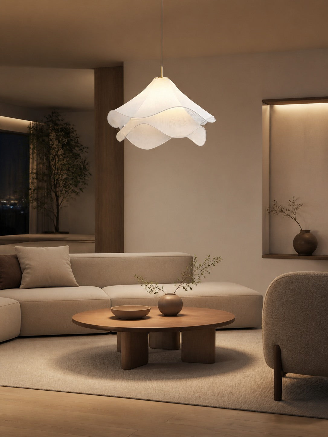 Ethereal Bloom French Floral Pleated Fabric Pendant Light