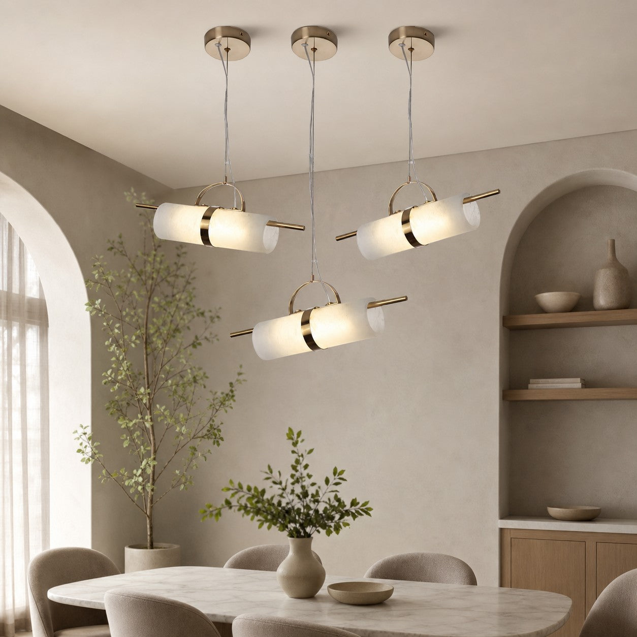 Mini Cylindrical Alabaster Pendant Light