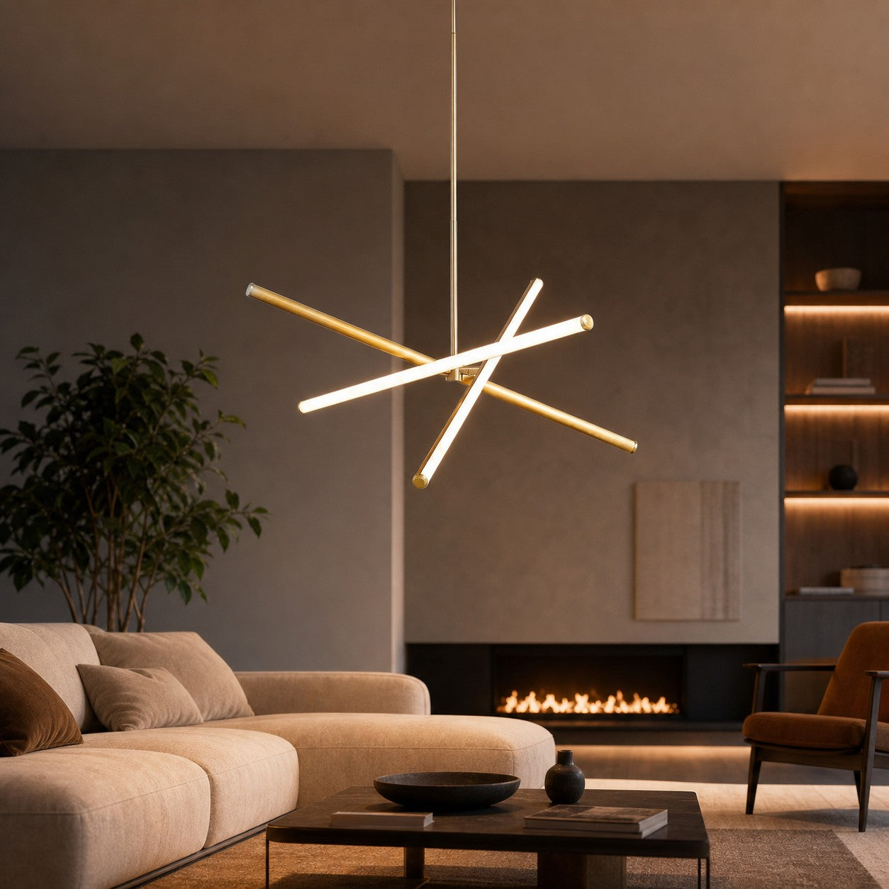 Voro Minimalist Chrome Light Rods - LED Semi-Flush Mount Ceiling Light