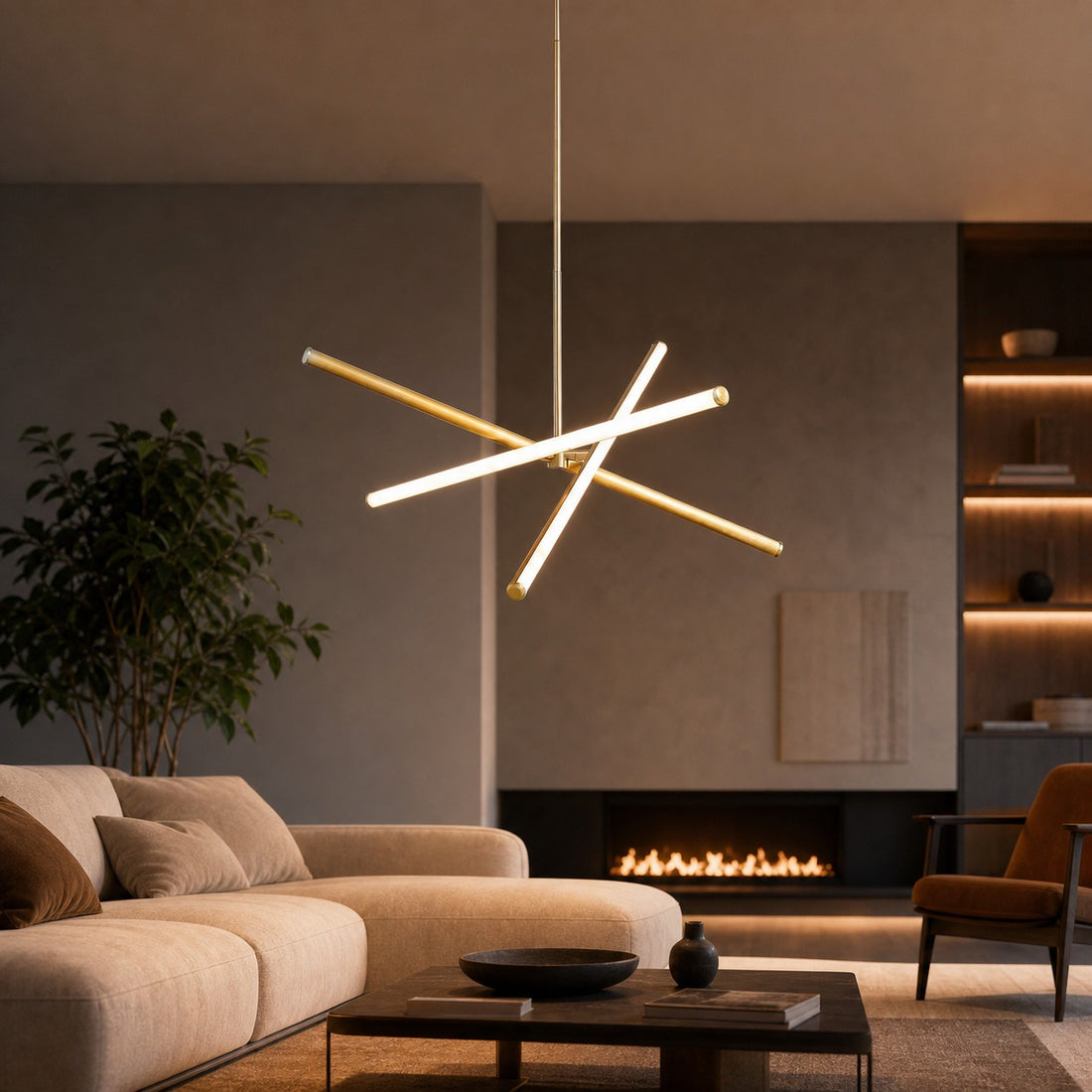 Voro Minimalist Chrome Light Rods - LED Semi-Flush Mount Ceiling Light