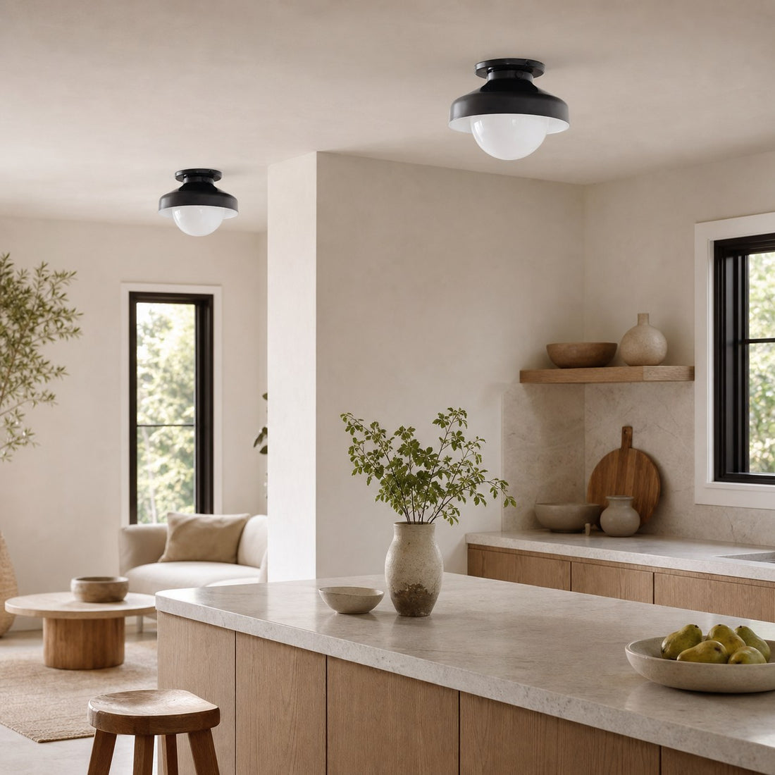 Hanton Modern Flush Mount Ceiling Light - Metal Minimalist Fixture for Home