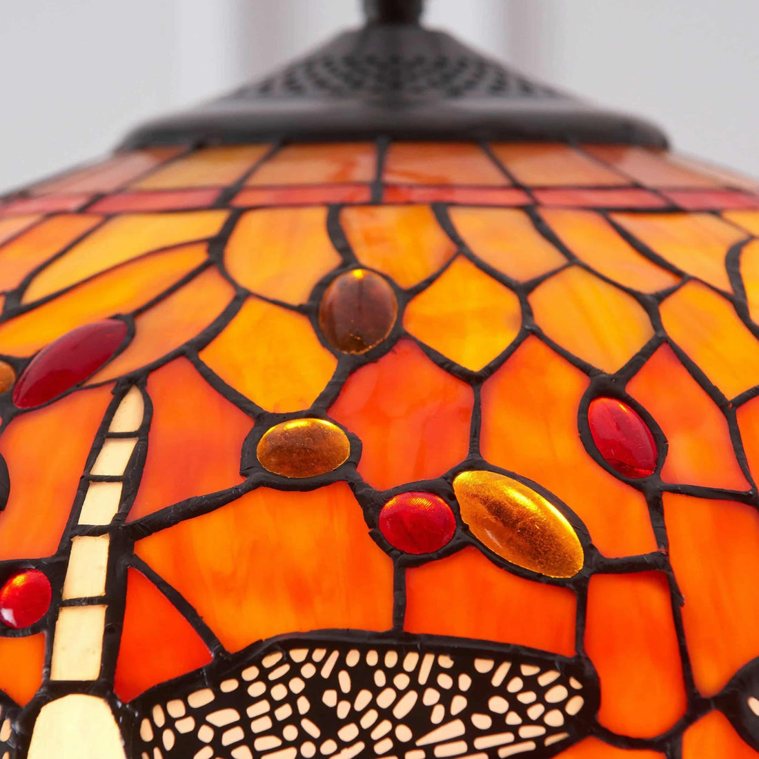 TF Dragonfly Blue Tiffany Pendant Light – Art Nouveau Stained Glass Pendant for Living