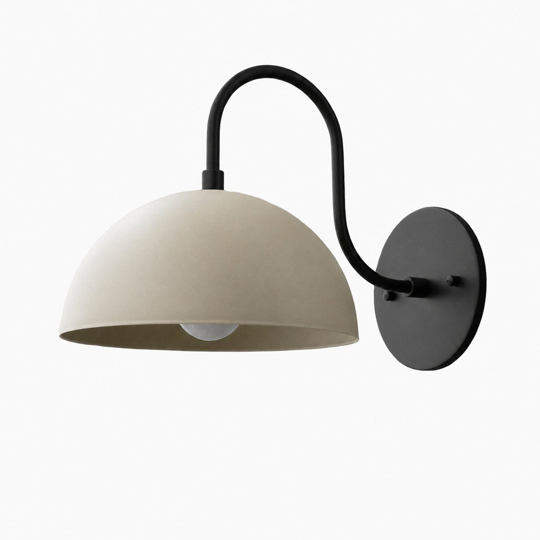 Curva Metal  Industrial Wall Sconce - Curved Brass Arm - Hammered Dome Light Fixture