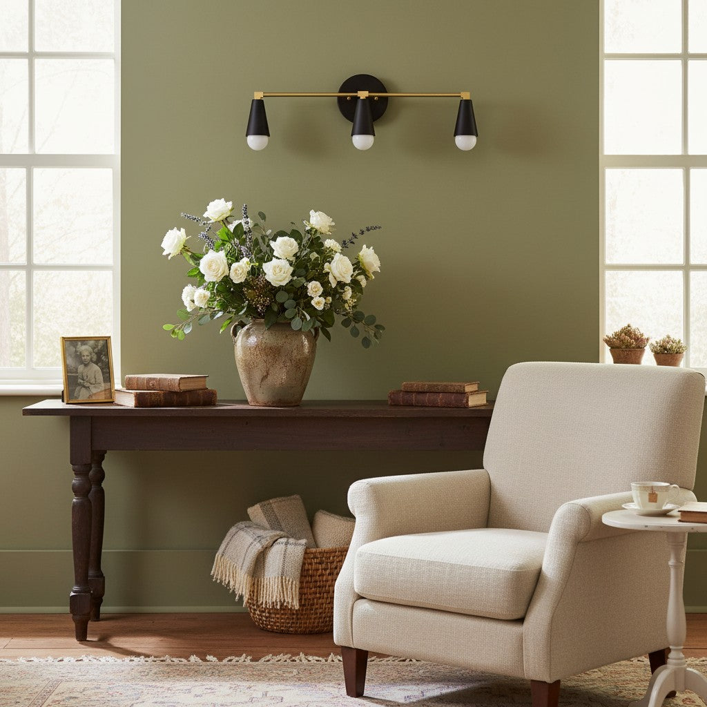 Pyralis Cone Artistic Triple Light Wall Fixture for Bedroom or Dressing Room