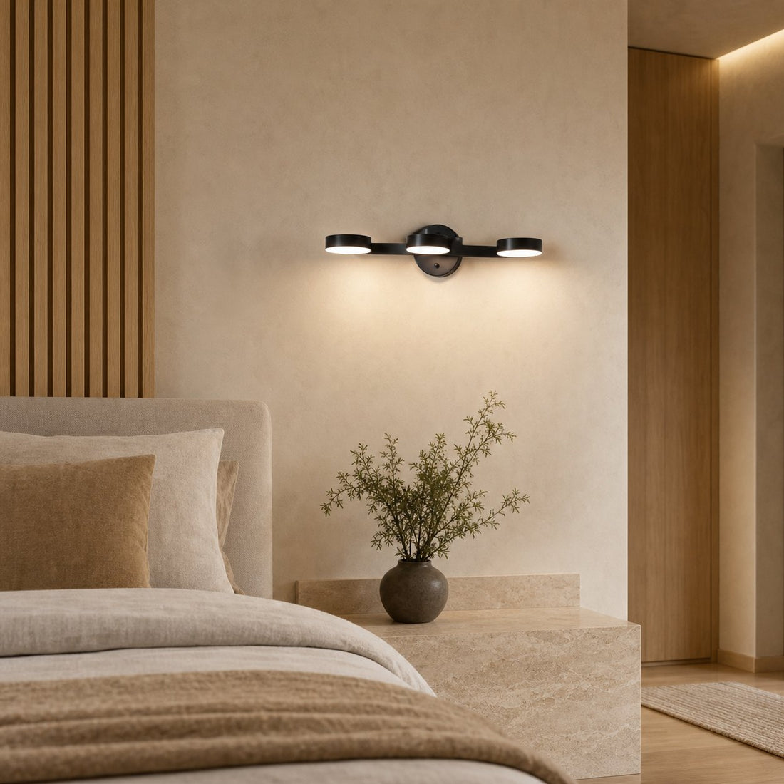 Gyralume Adjustable Three Heads Vanity Wall Lamp - Modern Round Design Metal Contemporary for Home Decor