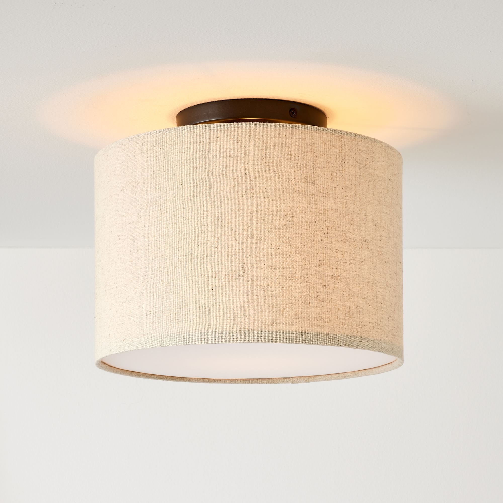 Jelvane Drum Flush Mount with Fabric Shade