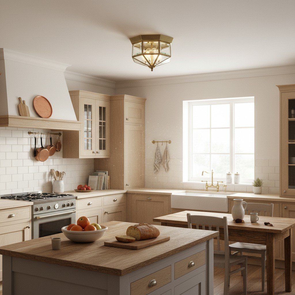 Braleen Antique Lantern Style Flush Ceiling Light – Clear Glass Design for Living and Bedroom