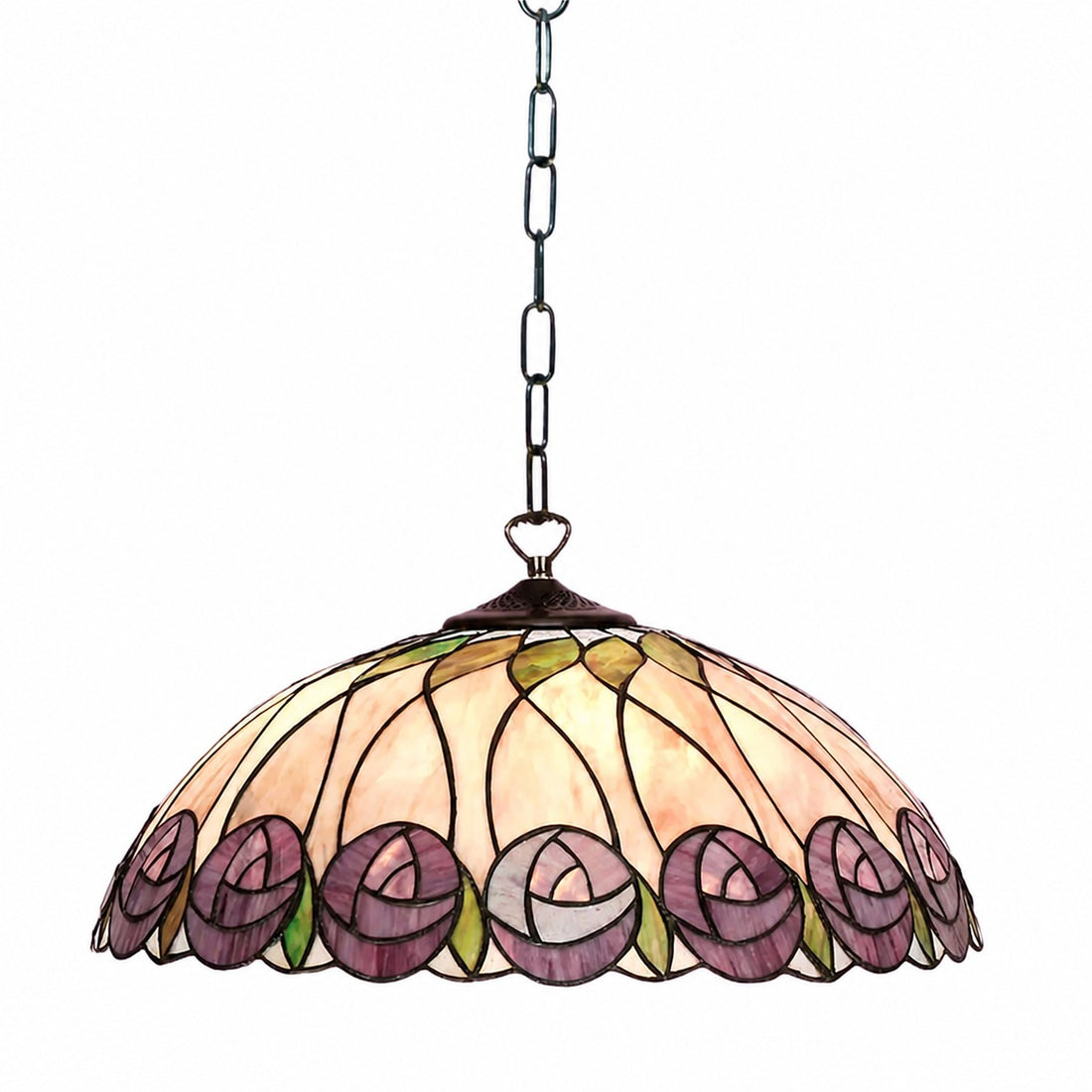 TF Hutchinson Tiffany Glass Pendant Light with Artistic Mosaic Design for Dining and Living Spaces