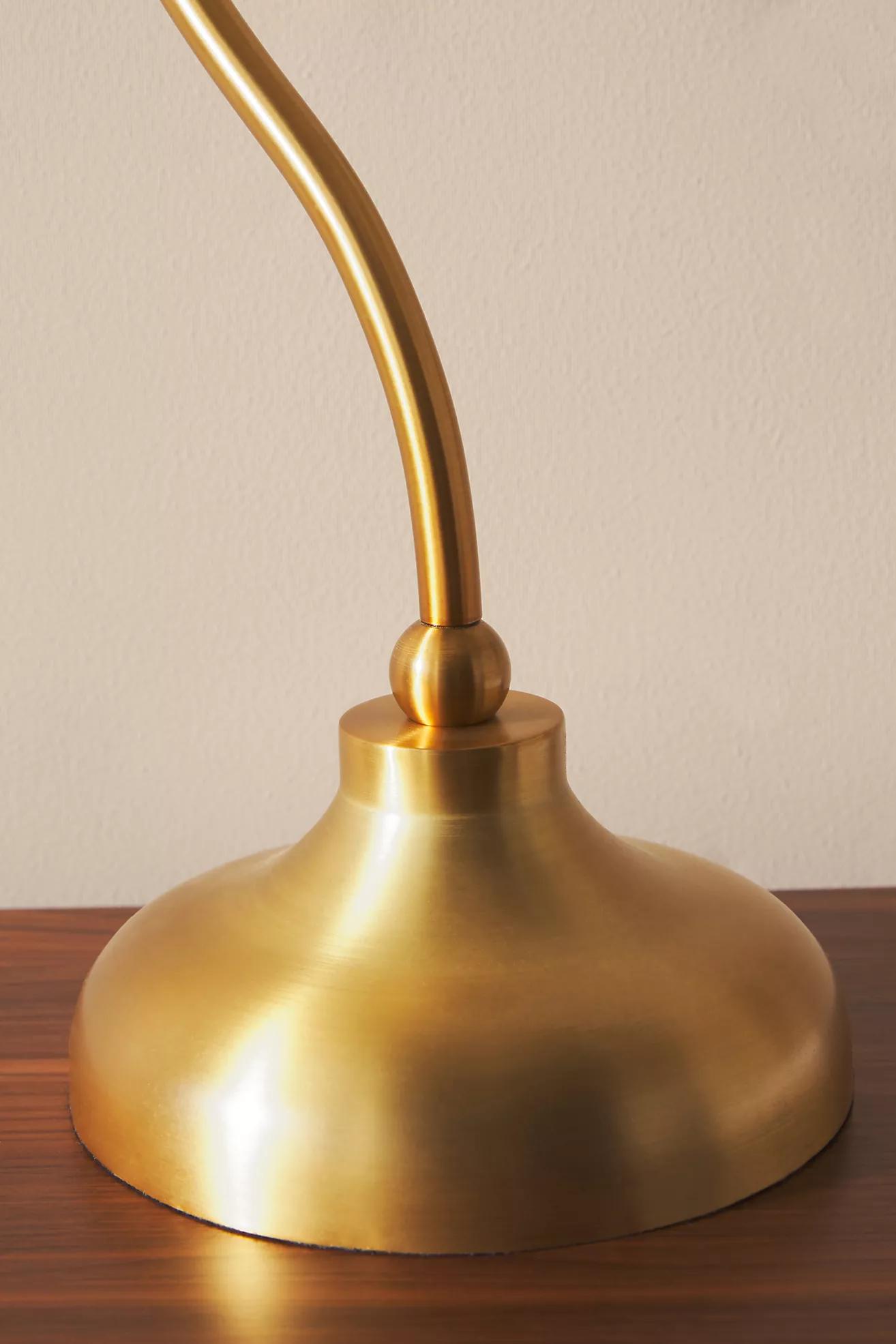 Rayla Vintage Brass Finish Table Lamp – Scalloped Glass Shade for Bedroom Accent