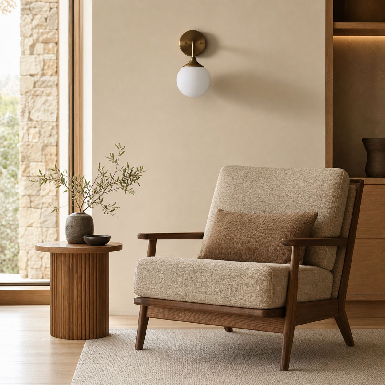Glorica Glass Wall Sconce - Frosted Globe Light with Brass Fixture