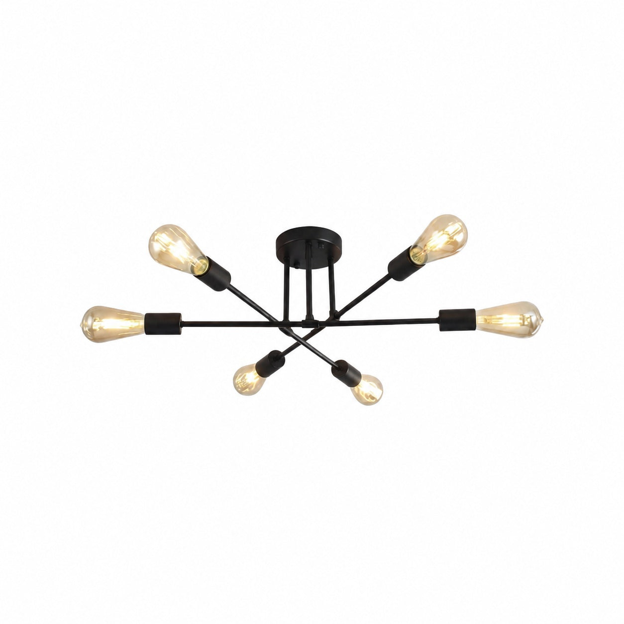 Nordivela Contemporary Semi‑Flush Ceiling Lamp - Sleek Metal Multi Arm Fixture for Home Interiors