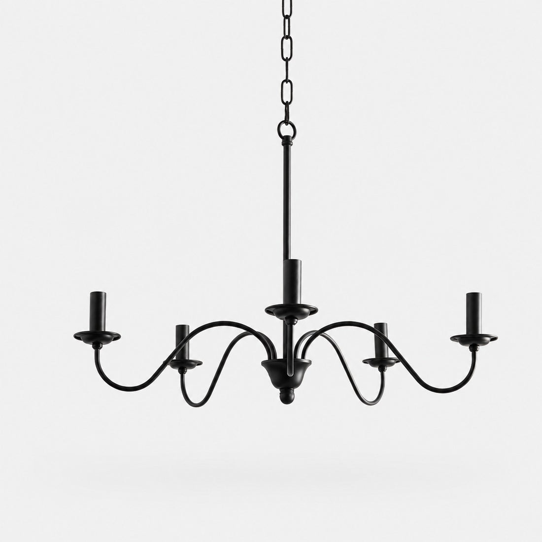 Vintage Black Iron Candle-Style Chandelier