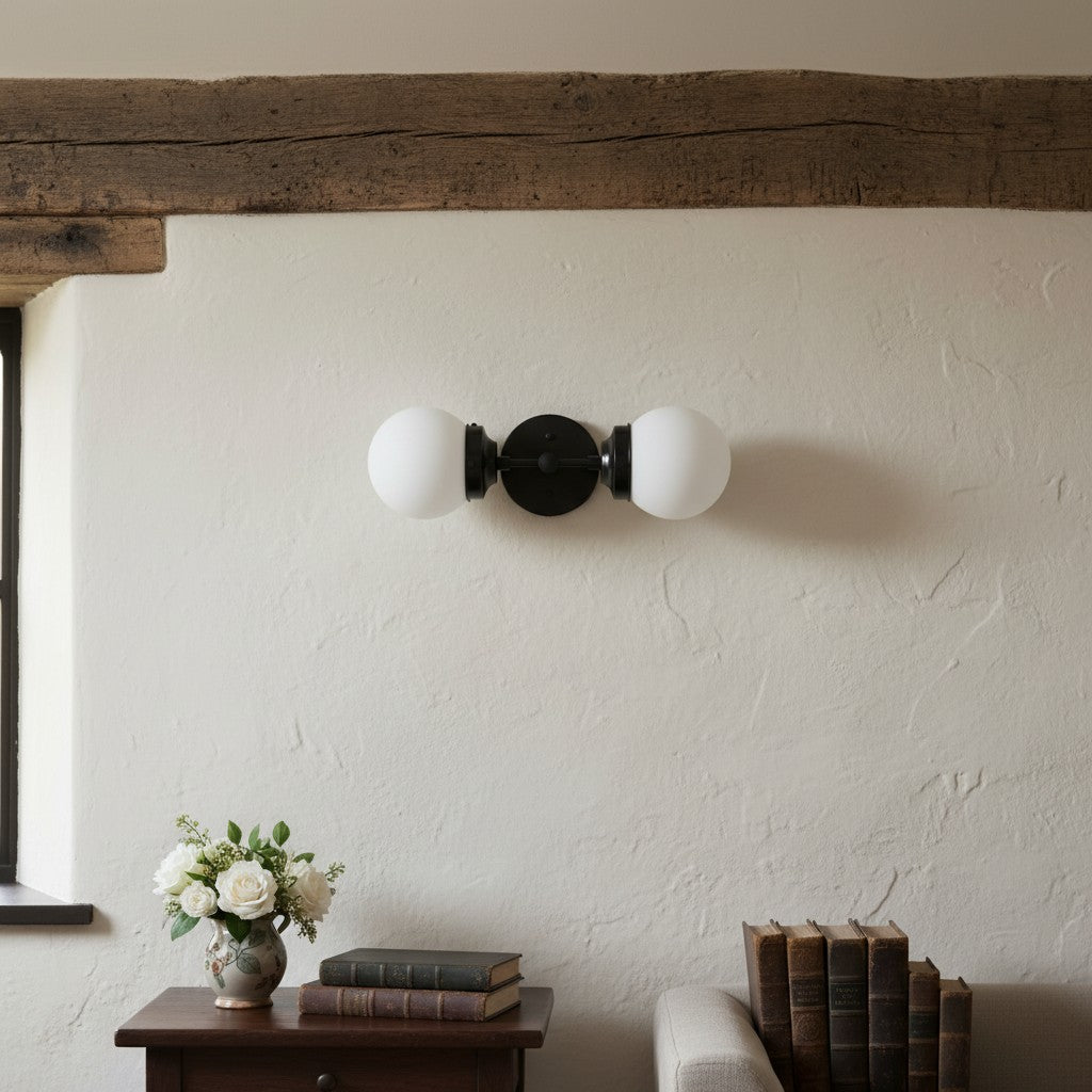 Lumio Globe Modern Geometric Sconce - Two Light Bathroom Vanity Lighting