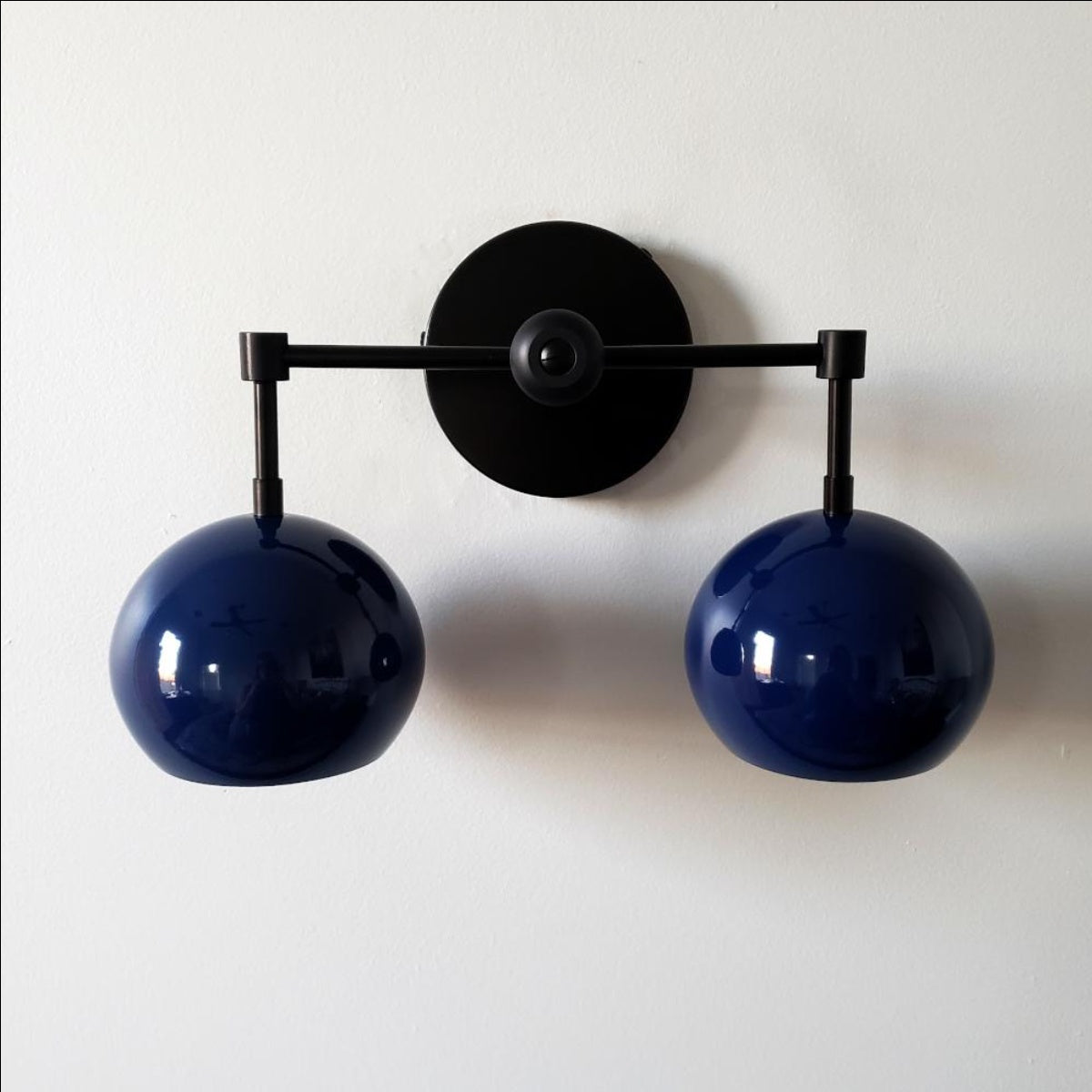 Navy Wall Light - Double Ball Bath Vanity Mirror Wall Sconce