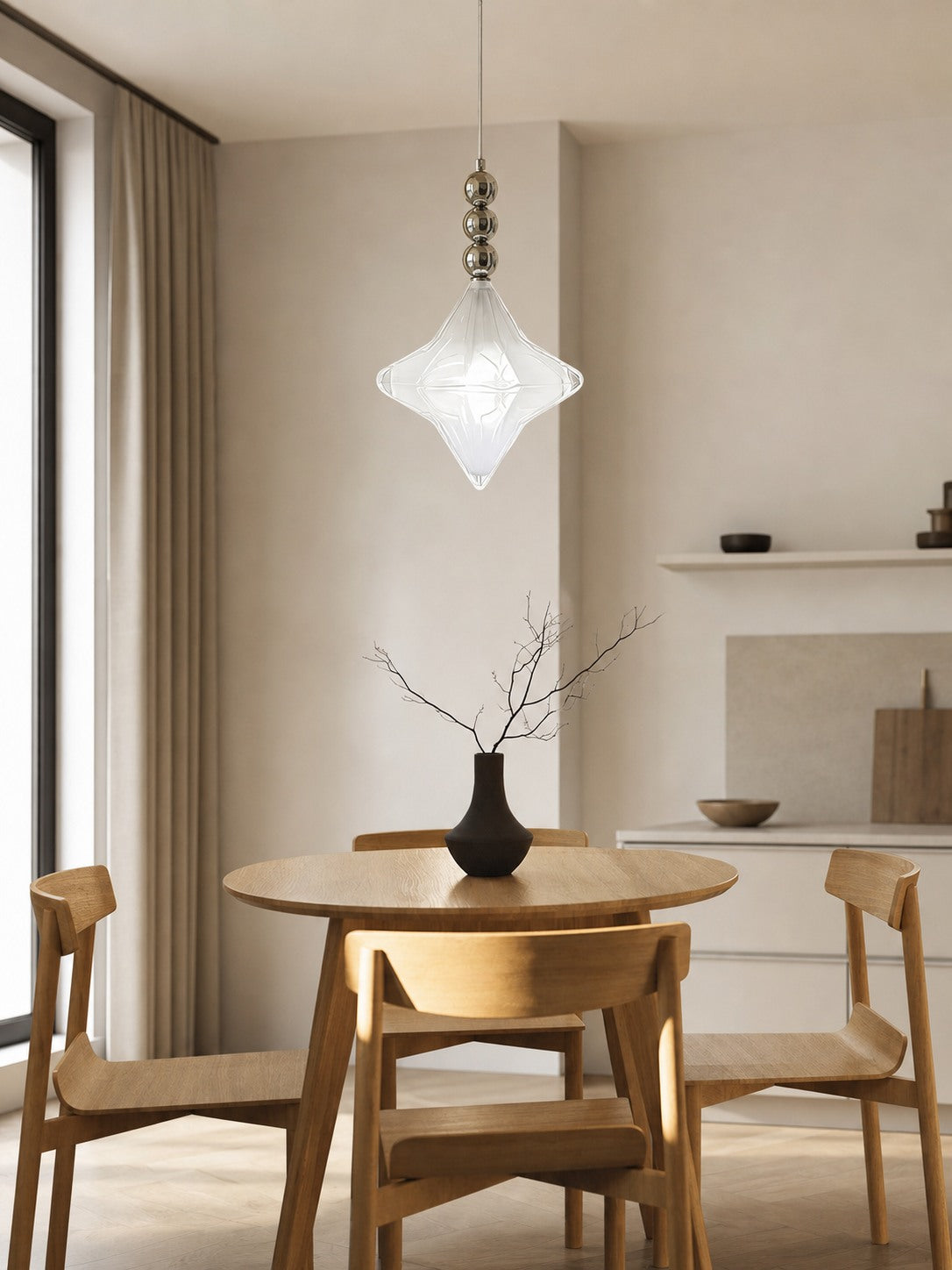 Art Deco Astris Elara Star Pendant Light – Frosted Glass Pendant with Geometric Style