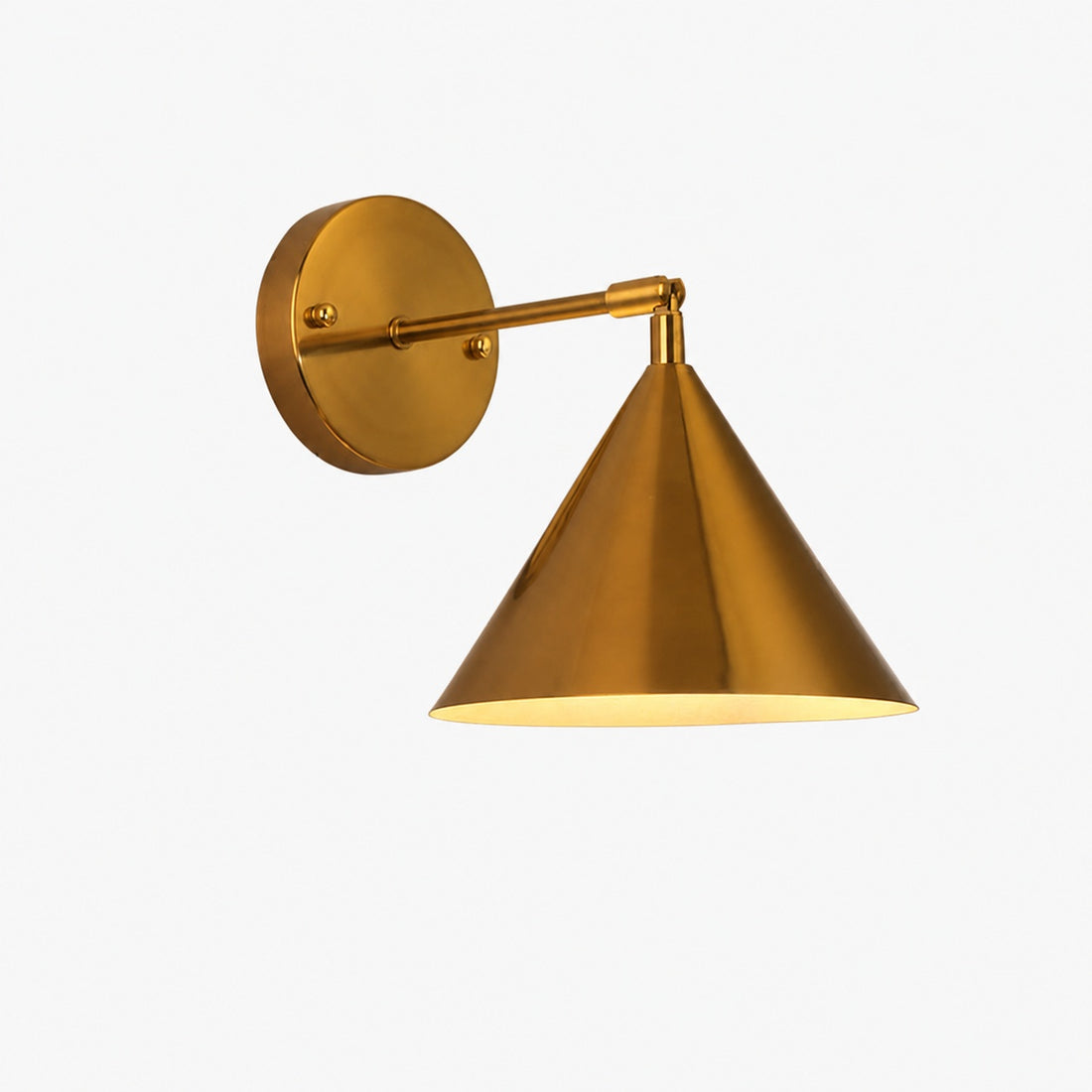 Modern Simple Iron Plated Brass Cone Round 1-Light Wall Sconce Lamp