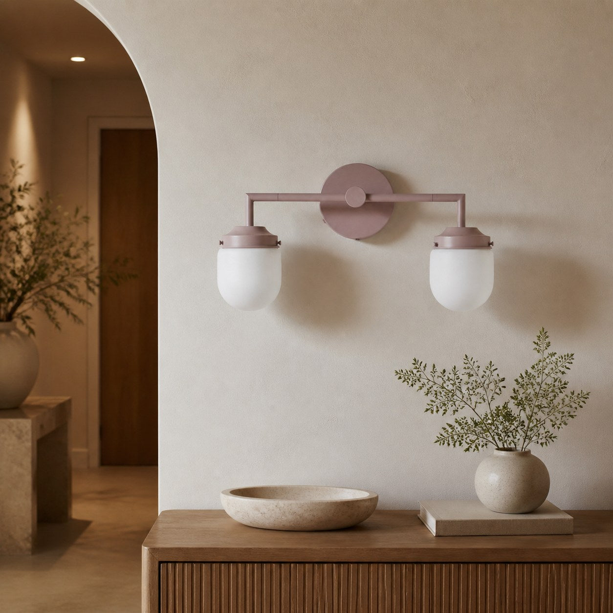 Opalume Glass Double Vanity Light - Vintage Style Bathroom Double Wall Lighting