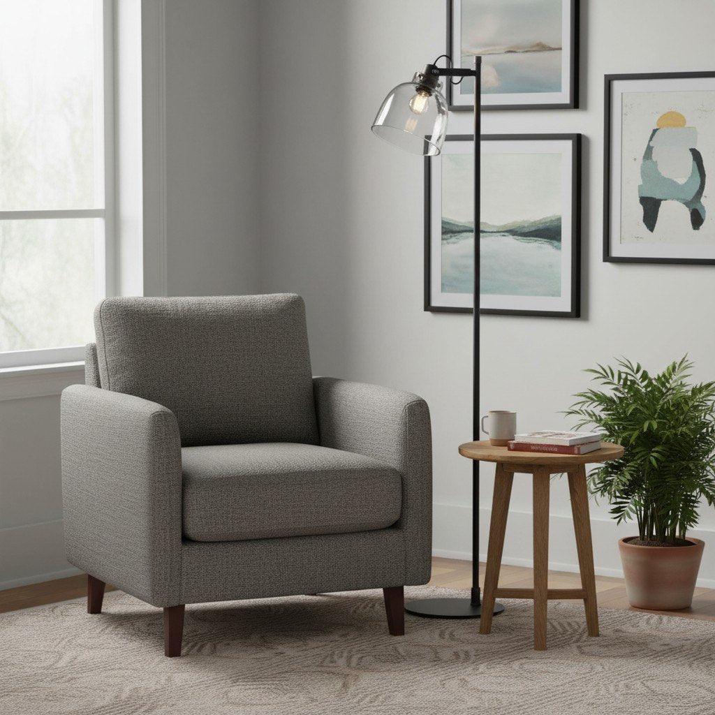 Readium Industrial Floor Lamp - Adjustable Glass Head Metal Base for Living Room and Bedroom