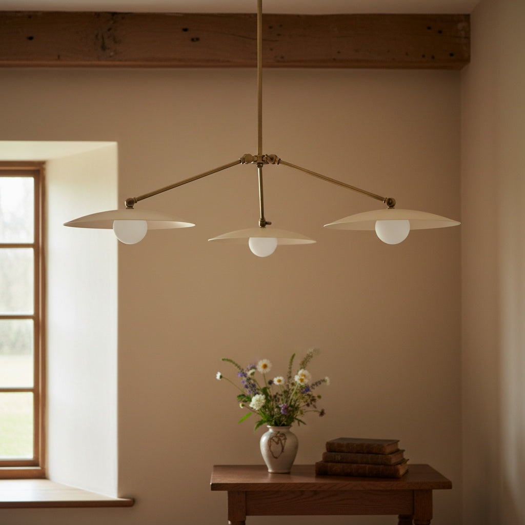 Curva Metal Antique Brass Chandelier - Modern Industrial Lighting Pendant