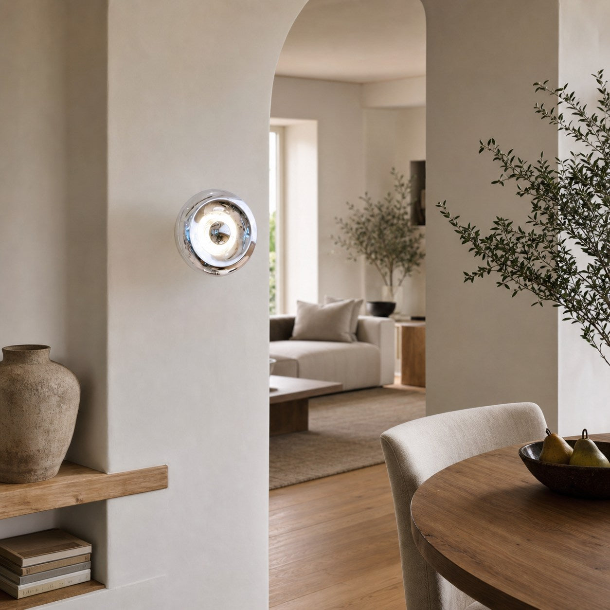 Ivoran Wall Sconce - Round Glass and Metal Modern Sconce for Modern Interiors