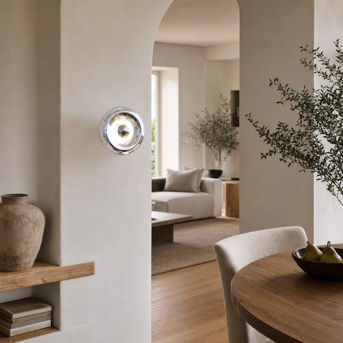 Ivoran Wall Sconce - Round Glass and Metal Modern Sconce for Modern Interiors