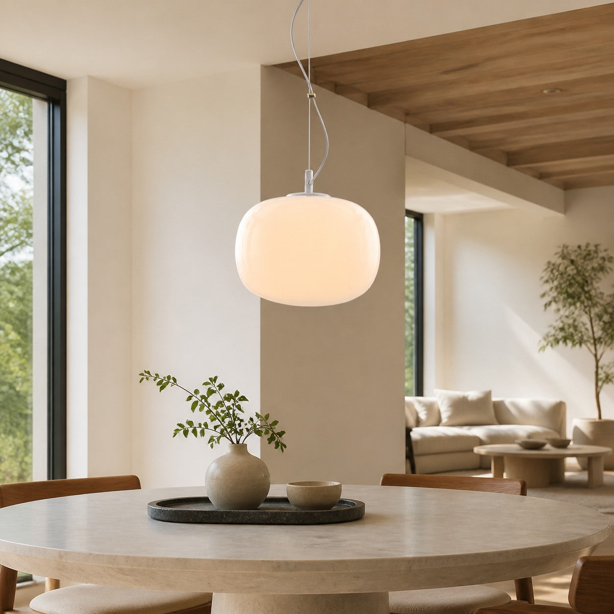 Lumivelle Minimalist Glass Pendant – Adjustable Height Dimmable Design