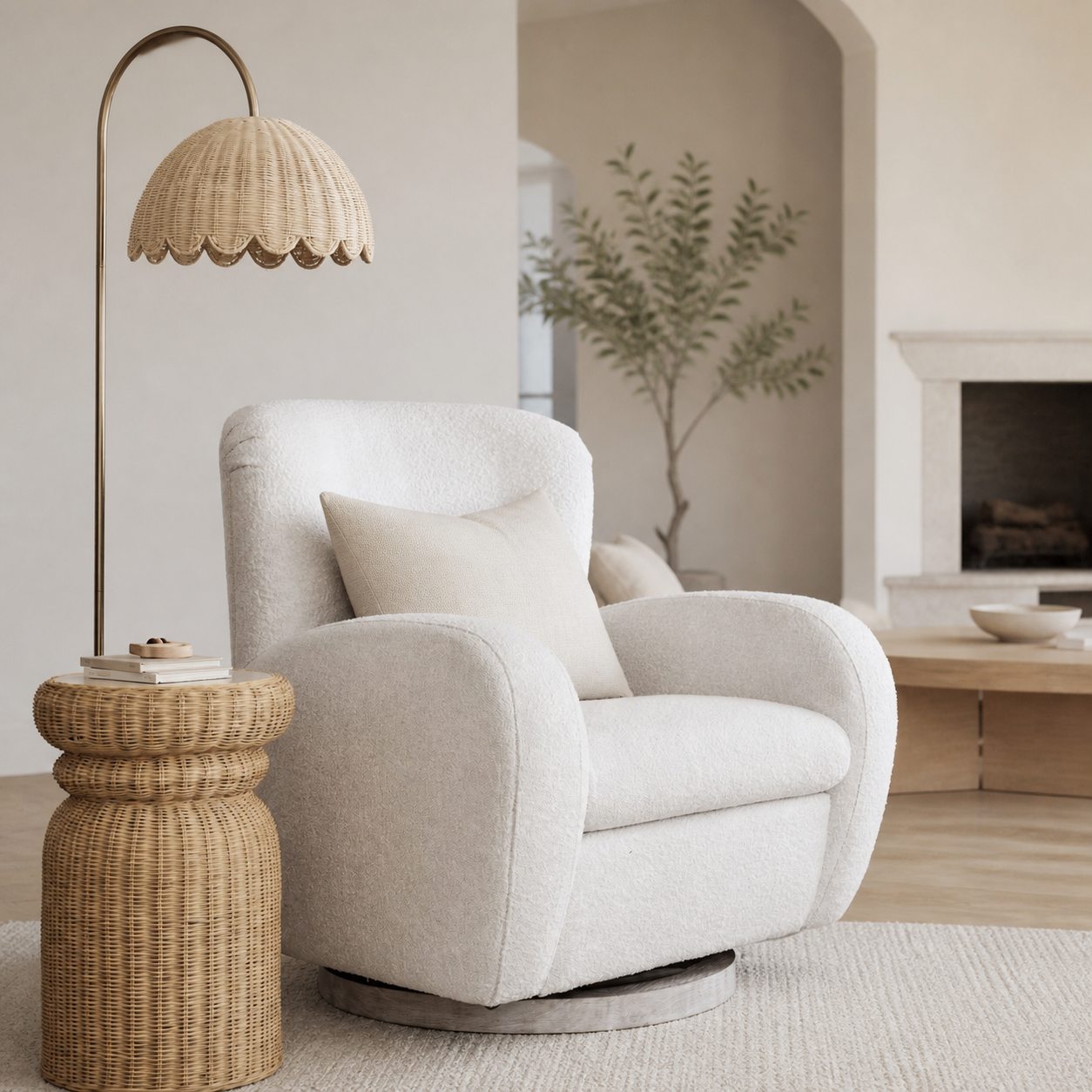 Olvara Natural Rattan Bubble Floor Lamp - Kids Room Lighting with Boho Charm