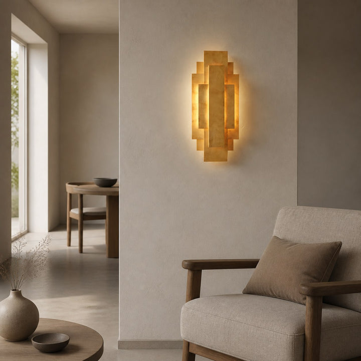 Kelsar Rectangular Wall Lamp - Gold and Silver Finishes for Living Room or Bedroom