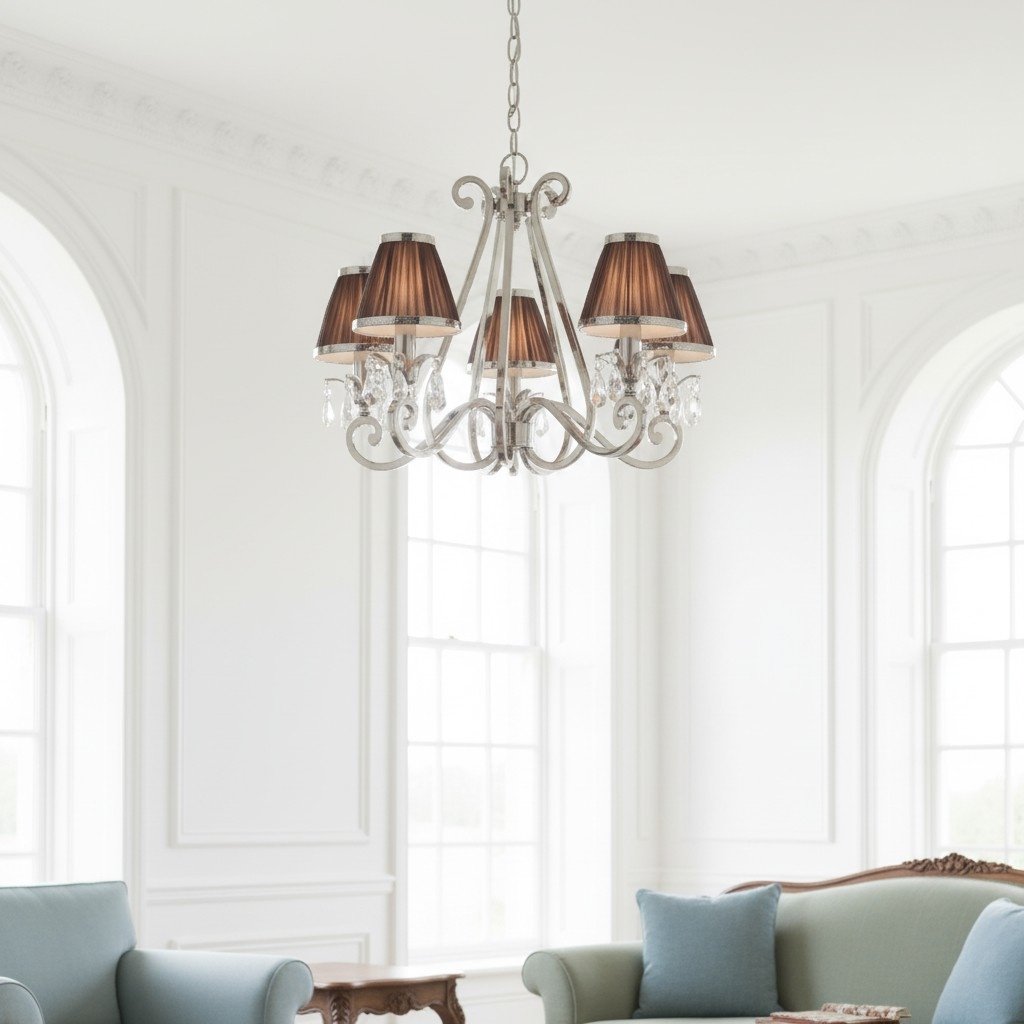 Talonis Multi-light Fabric Chandelier - Elegant Metal Curved Arms for Dining and Living