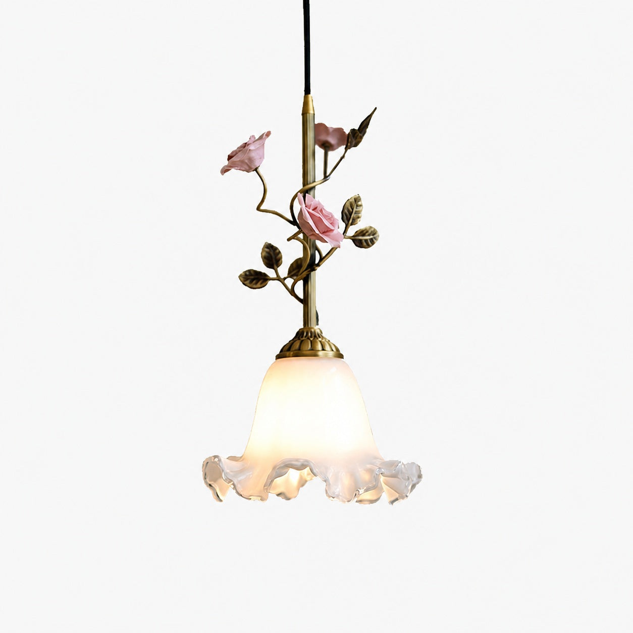 Lalique Rose Glass Pendant Lamp